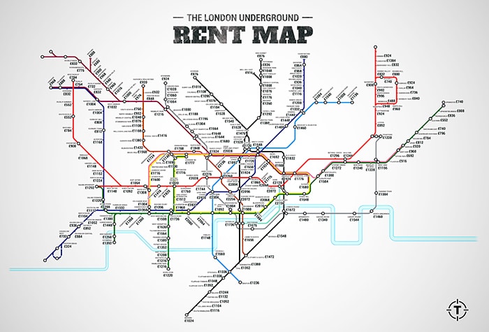 Custo do aluguel em Londres de acordo com a estação de metrô mais próxima 